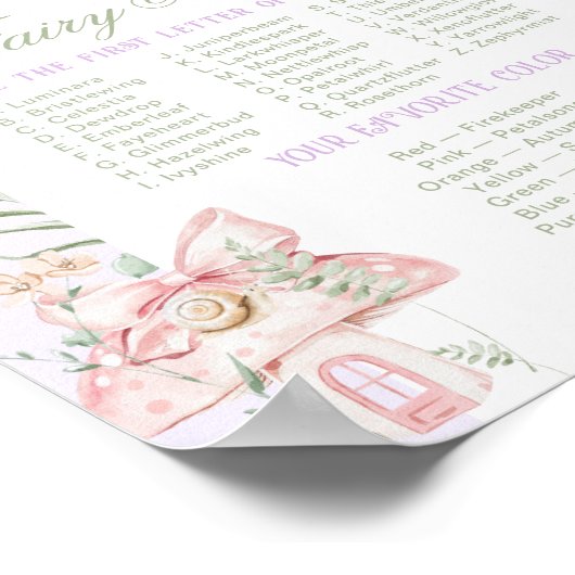 Whats your Fairy Name Whimsical Birthday game Poster (Hoek)