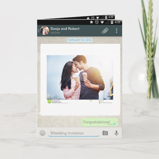 Whatsapp Android iPhone Chat Wedding Invitation (Voorkant)