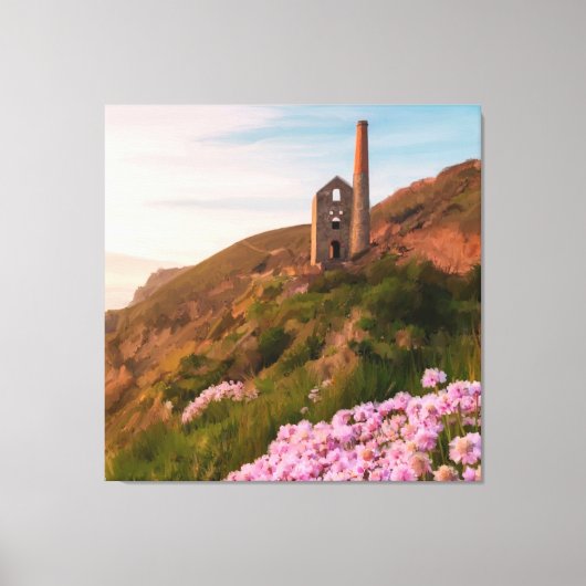 Wheal Coates tin mijn, Cornwall schilderij Canvas Afdruk (Voorkant)
