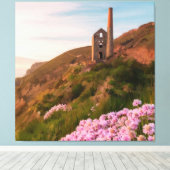 Wheal Coates tin mijn, Cornwall schilderij Canvas Afdruk (Insitu (Houten vloer))