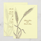 Wheat country bruiloft yellow beige kaart (Voorkant / Achterkant)