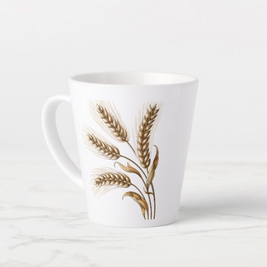 Wheat Ears Latte Mug – Rustic Farmhouse Coffee Cup Latte Mok (Linkerhoek)