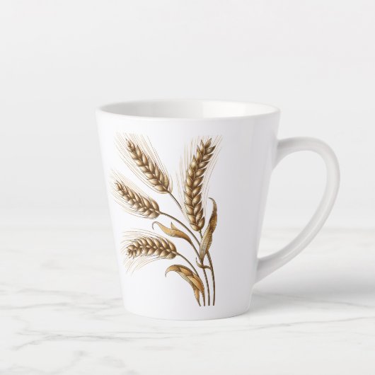 Wheat Ears Latte Mug – Rustic Farmhouse Coffee Cup Latte Mok (Rechts)