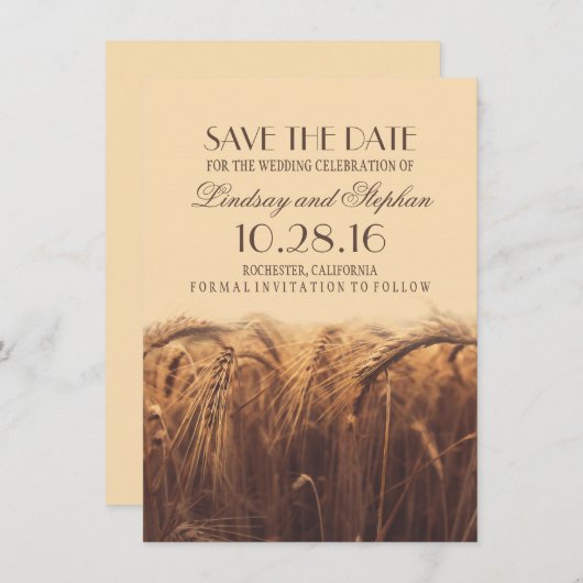 Wheat Fall Wedding Save the Date Invitations (Voorkant / Achterkant)