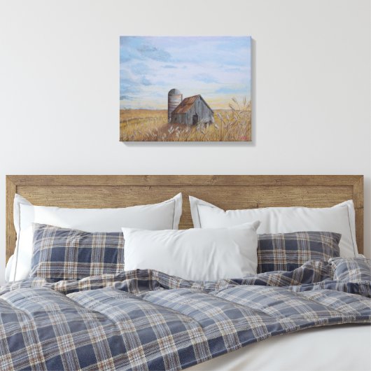 Wheat Field and Barn Canvas Afdruk (Insitu (Slaapkamer))