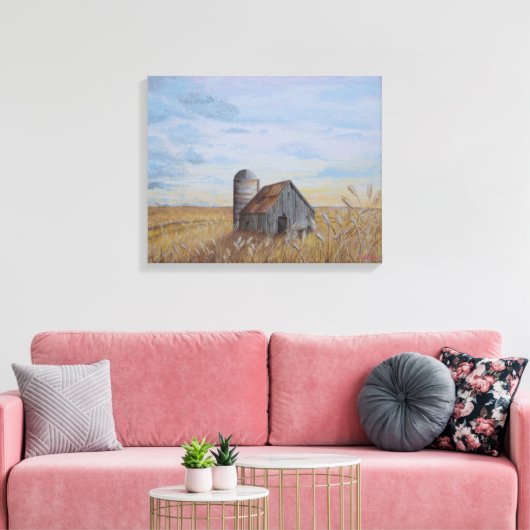 Wheat Field and Barn Canvas Afdruk (Insitu (Woonkamer))