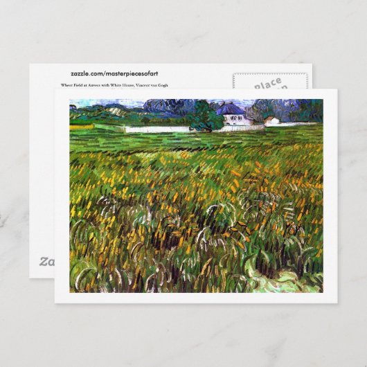 Wheat Field Auvers, White House Van Gogh Fine Art Briefkaart (Voorkant / Achterkant)