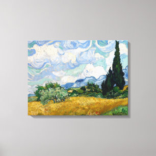 Wheat field met Cypresses Canvas Afdruk