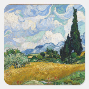 Wheat field met Cypresses Round Sticker