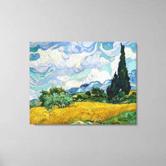 Wheat Field met Cypresses van Vincent Van G Canvas Afdruk (Voorkant)