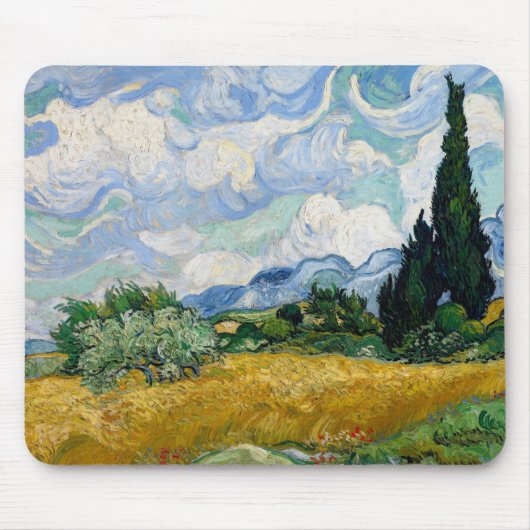 Wheat Field met Cypresses van Vincent Van Gogh Muismat (Voorkant)