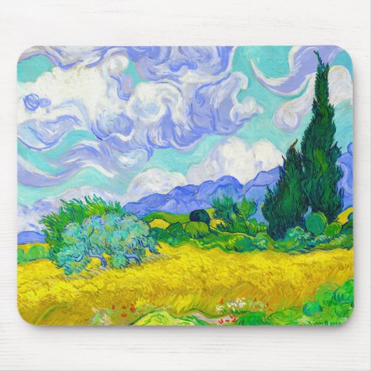 Wheat Field met Cypresses van Vincent Van Gogh Muismat (Voorkant)