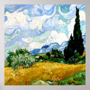 Wheat Field met Cypresses van Vincent van Gogh Poster