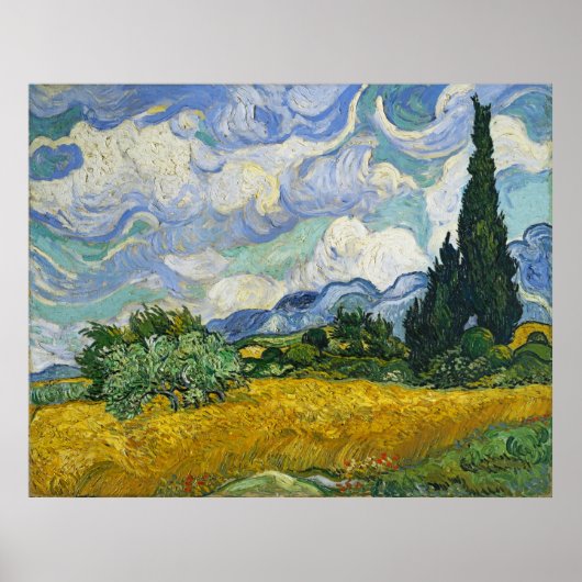 Wheat Field met Cypresses, Vincent van Gogh Poster (Voorkant)