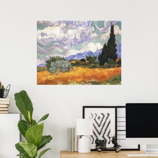 Wheat Field met Cypresses, Vincent Van Gogh Poster (Thuiskantoor)