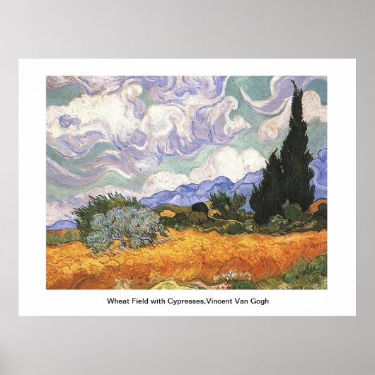Wheat Field met Cypresses, Vincent Van Gogh Poster (Voorkant)