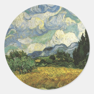 Wheat Field met Cypresses, Vincent Van Gogh Ronde Sticker