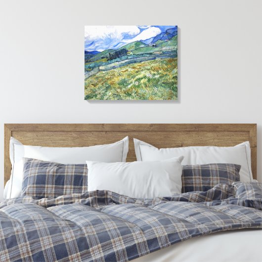 Wheat Field met Mountains Vincent van Gogh Canvas Afdruk (Insitu (Slaapkamer))