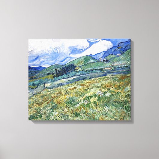 Wheat Field met Mountains Vincent van Gogh Canvas Afdruk (Voorkant)