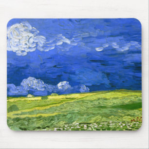 Wheat field onder Clouded Sky Van Gogh Fine Art Muismat
