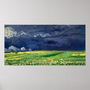 Wheat field onder Clouded Sky Van Gogh Fine Art Poster