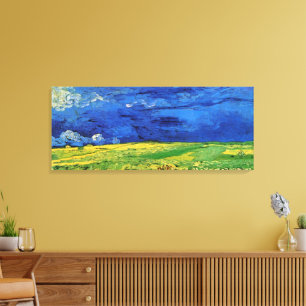 Wheat Field under Clouded Sky by Vincent van Gogh Canvas Afdruk