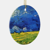 Wheat Field under Clouded Sky by Vincent van Gogh Keramisch Ornament (Rechts)