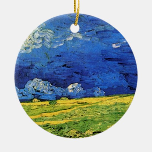 Wheat Field under Clouded Sky by Vincent van Gogh Keramisch Ornament (Voorkant)