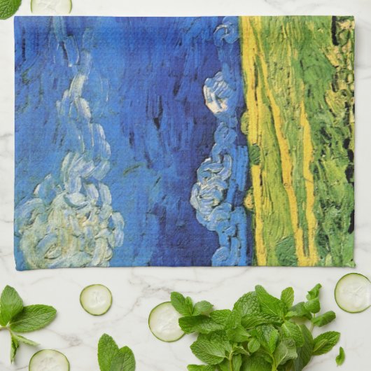 Wheat Field under Clouded Sky by Vincent van Gogh Theedoek (Gevouwen)