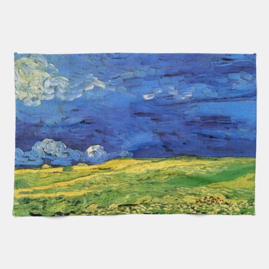 Wheat Field under Clouded Sky by Vincent van Gogh Theedoek (Horizontaal)