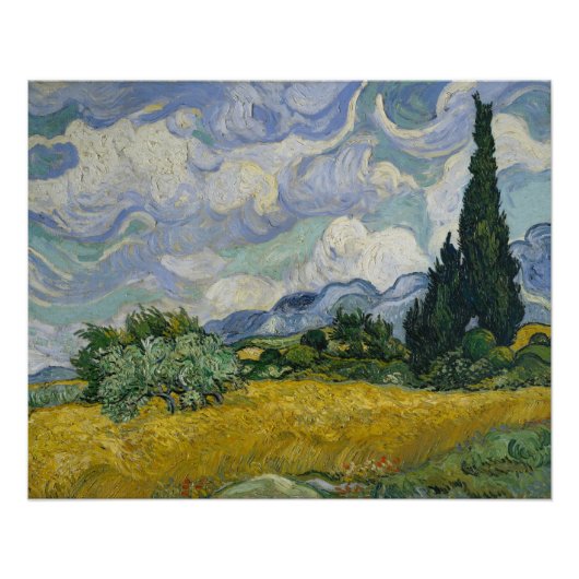 Wheat Field with Cypresses, Oil Painting, Van Gogh Perfect Poster (Voorkant)