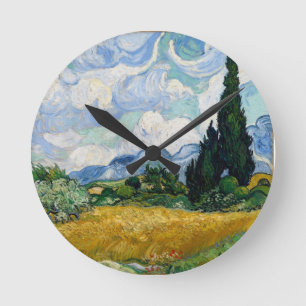 Wheat Field with Cypresses Wall Clock Ronde Klok
