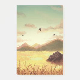 Wheat fields at sunrise post-it® notes