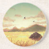 Wheat fields at sunrise zandsteen onderzetter (Voorkant)