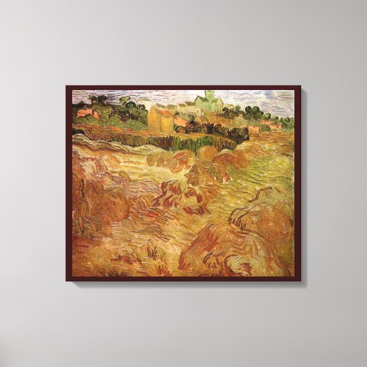 Wheat Fields met Auvers van Vincent van Gogh Canvas Afdruk (Voorkant)