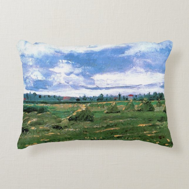 Wheat Fields met Haystacks van Vincent van Gogh Accent Kussen (Voorkant)