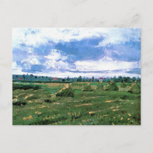 Wheat Fields met Haystacks van Vincent van Gogh Briefkaart