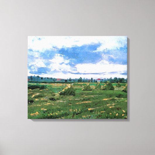 Wheat Fields met Haystacks van Vincent van Gogh Canvas Afdruk (Voorkant)