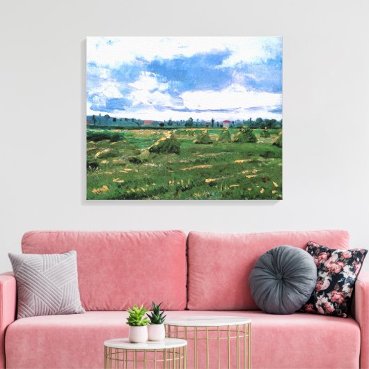 Wheat Fields met Haystacks van Vincent van Gogh Canvas Afdruk (Insitu (Woonkamer))
