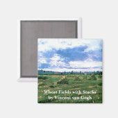 Wheat Fields met Haystacks van Vincent van Gogh Magneet (Voorkant / Achterkant)