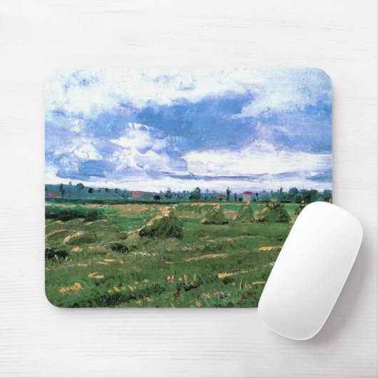 Wheat Fields met Haystacks van Vincent van Gogh Muismat (Met muis)
