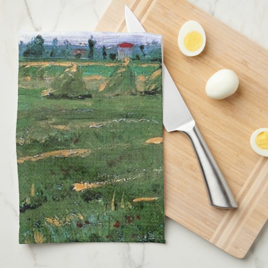 Wheat Fields met Haystacks van Vincent van Gogh Theedoek (Quarter Fold)