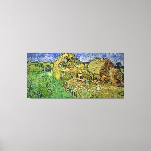 Wheat Fields met Stacks, Vincent van Gogh. Fine i Canvas Afdruk (Voorkant)