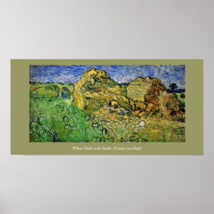 Wheat Fields met Stacks, Vincent van Gogh Poster