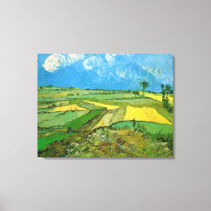 Wheat Fields op Auvers under Clouded Sky, Vincent Canvas Afdruk