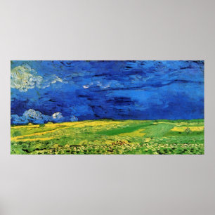Wheat Fields Under Clouded Sky Van Gogh Poster