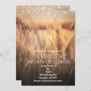 Wheat Rustic country Wedding Invitations Kaart