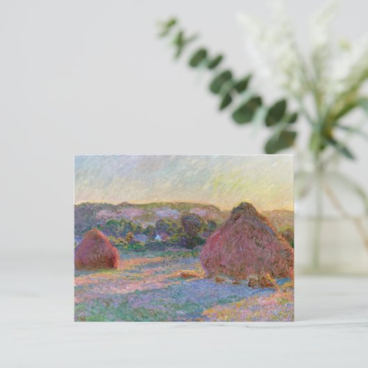 Wheat Stacks Summer Claude Monet Briefkaart (Staand voorkant)