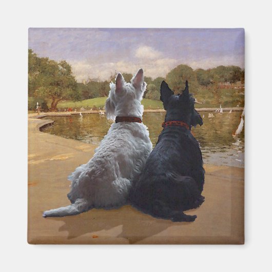 Wheaten & Black Schotse Terriërs Magneet (Voorkant)