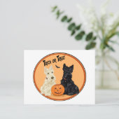 Wheaten & Black Scottish Terriers Halloween Briefkaart (Staand voorkant)